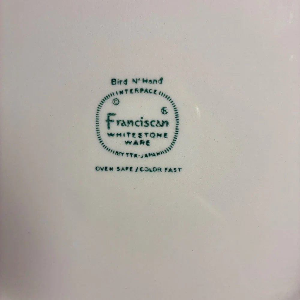 3 Franciscan Dinner Plates Bird N' Hand Whitestone Ware 10